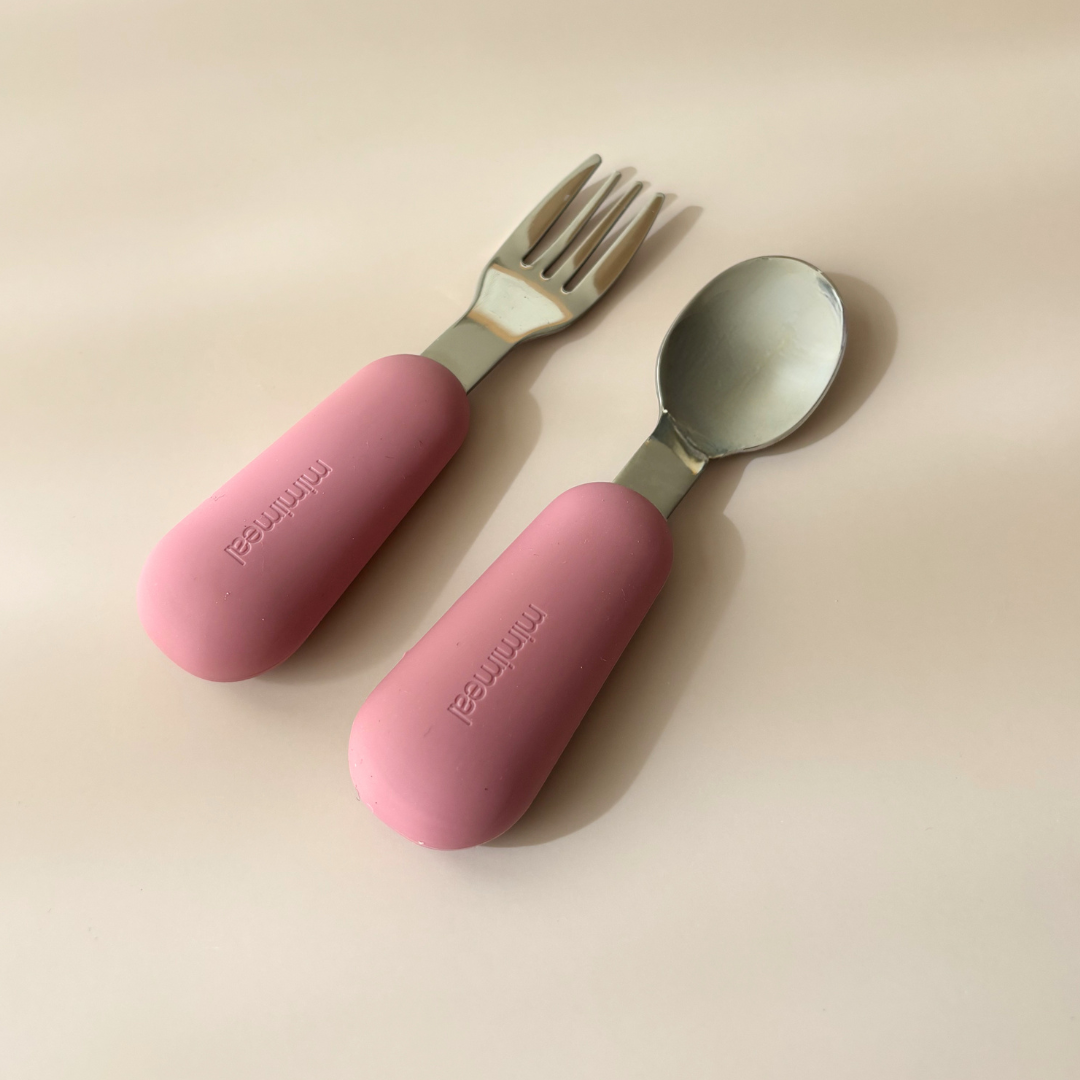 RVS kinder bestek met siliconen handgrepen