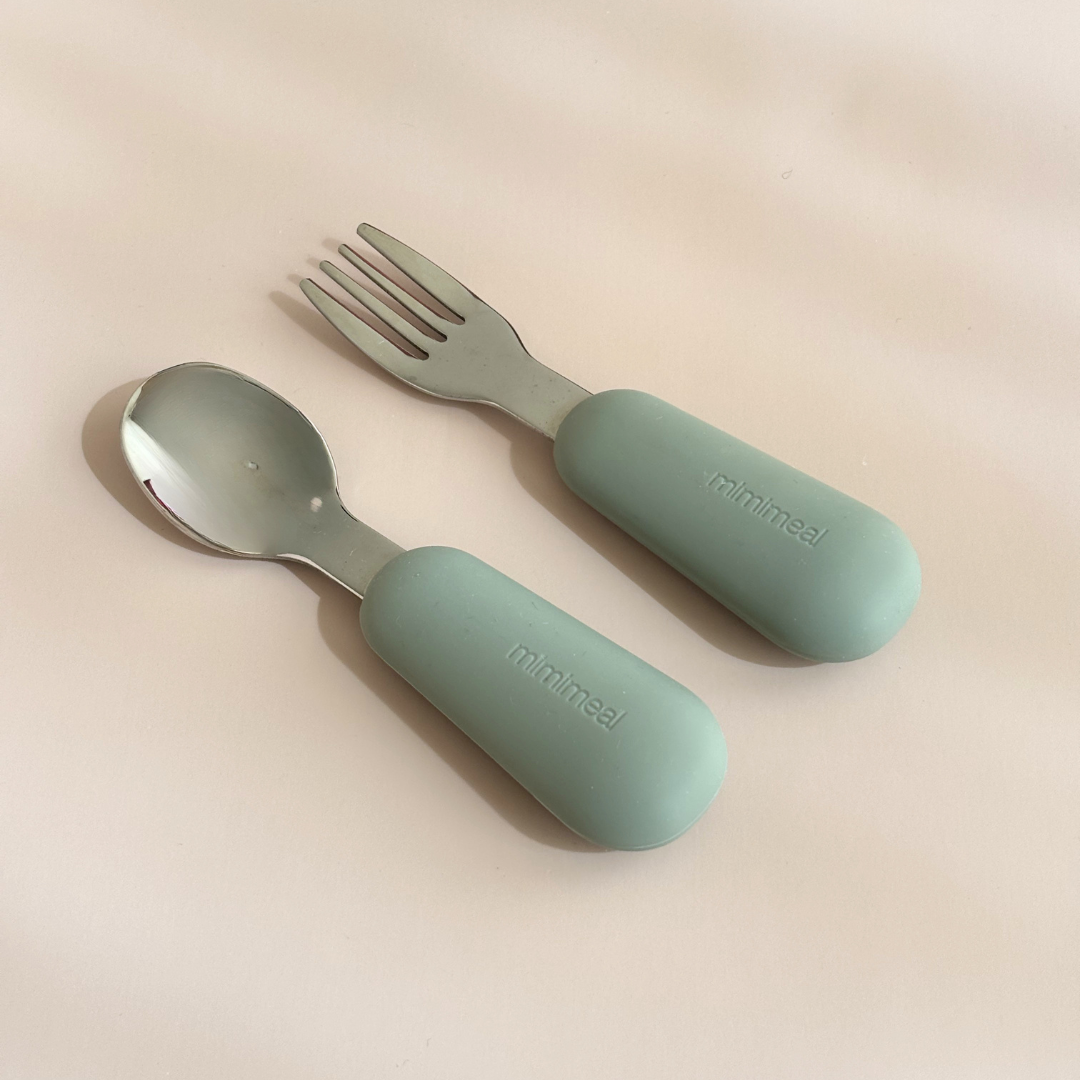 RVS kinder bestek met siliconen handgrepen